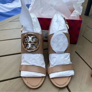 NWT Tory Burch Metal Millet Wedge